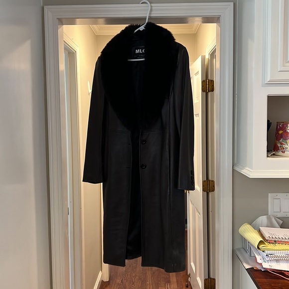 MLC Leather Coat with Faux Fur Collar - Picture 7 of 7
